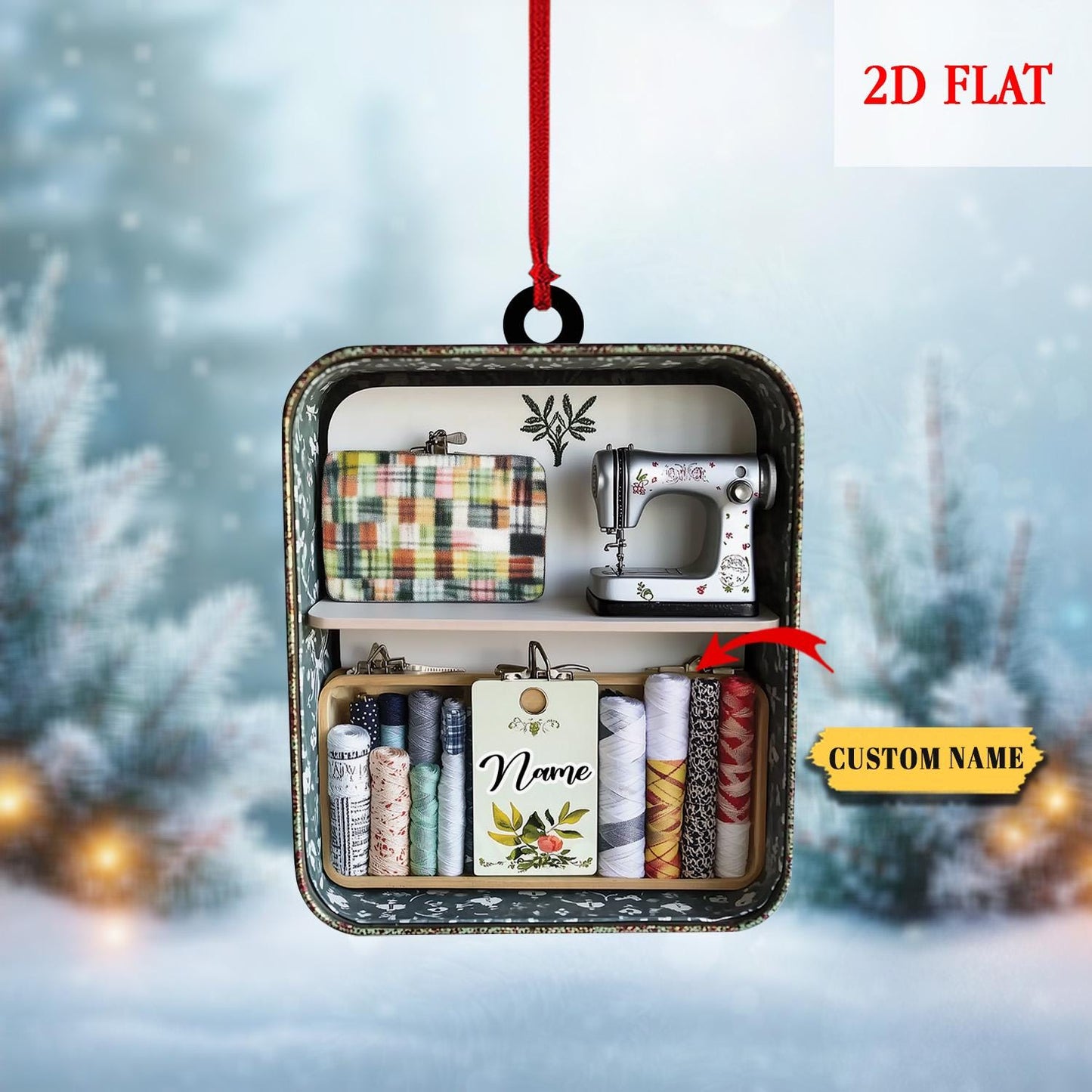 Personalized Sewing Box Christmas Ornament, Gift For Her, Sewing Machine Ornament, Quilter Christmas Decor, Crafting Hobby Xmas Gift