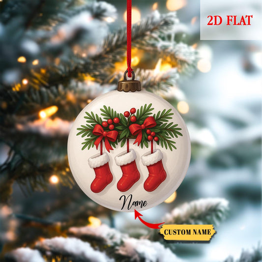 Personalized Christmas Stocking Ornament, Xmas Stockings Bauble Ornament, Christmas Stocking Gift, Stockings on Fireplace, Christmas Gift