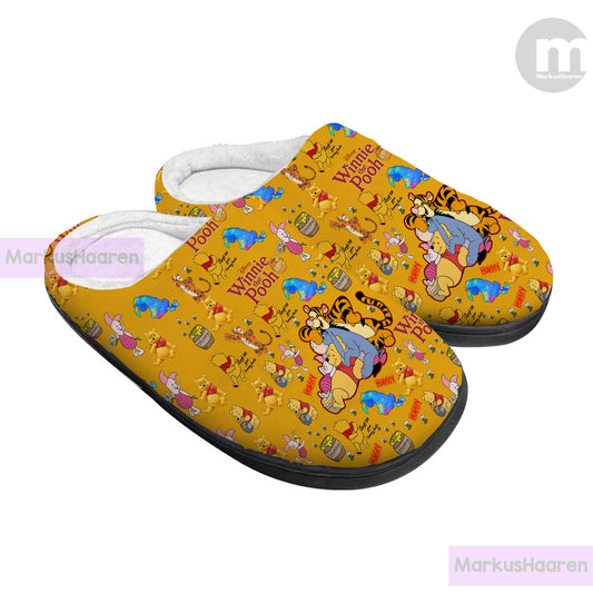 Personalized Winnie The Pooh Cartoon 3D All Over Print Slipper, Winter Slipper, Custom Rubber Slipper, Cotton Slipper, Christmas Slippers