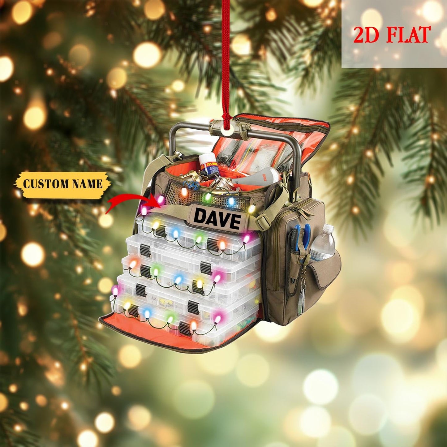 Personalized Fishing Gear Ornament, Gift for Fishing Lovers, Fishing Ornament for Dad, Fisherman Ornament, Christmas Ornament gift for him