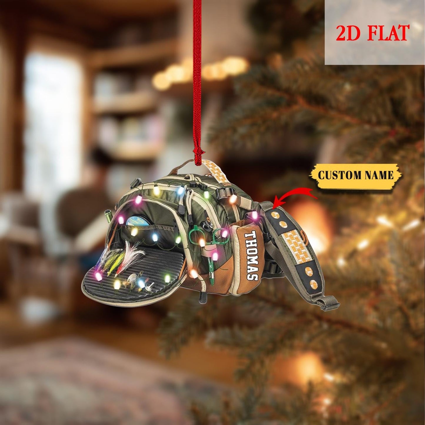 Personalized Fishing Gear Christmas Ornament, Christmas Gift For Fisher, Gift for Fishing Lovers, Fishing Ornament for Dad, Fisherman Gift