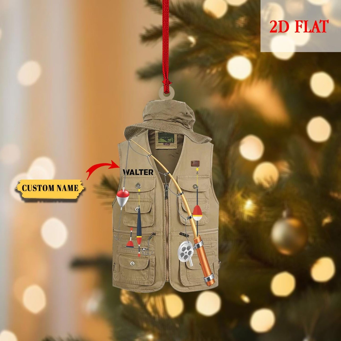 Personalized Fishing Tools Keepsake, Fishing Lovers Gifts, Bass Fishing Christmas Ornament, Gift for Fishing Lovers, Fishing Ornament