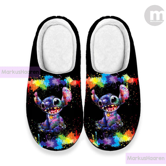 Personalized Colorful Lilo and Stitch 3D All Over Printed Slipper, Custom Rubber Slipper, Winter Slipper, Cotton Slipper, Christmas Slippers