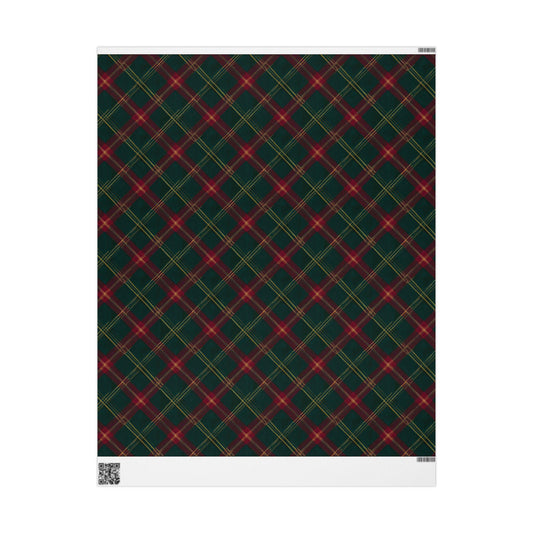 Vintage Green Tartan Christmas Wrapping Paper Roll, Elegant Holiday Gift Wrap, Classic Seasonal Gift Wrap, Luxury Christmas Paper