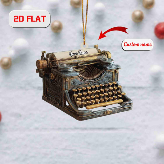 Personalized Typewriter Ornament, Custom Name Christmas Decoration, Vintage Writer Gift, Holiday Keepsake for Author, Book Lover Tree