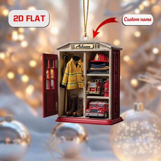 Personalized Firefighter Ornament, Custom Name Christmas Decoration, Fireman Gear Holiday Keepsake, Gift for Fire Department Hero 2025