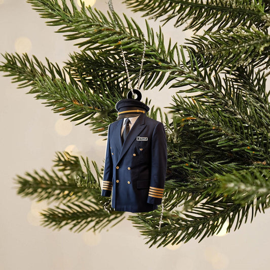Custom Name Pilot Uniform Christmas Ornament, Pilot Ornament, Christmas Gift For Pilot, Pilot Flight Ornament Gift, Pilot Accessories