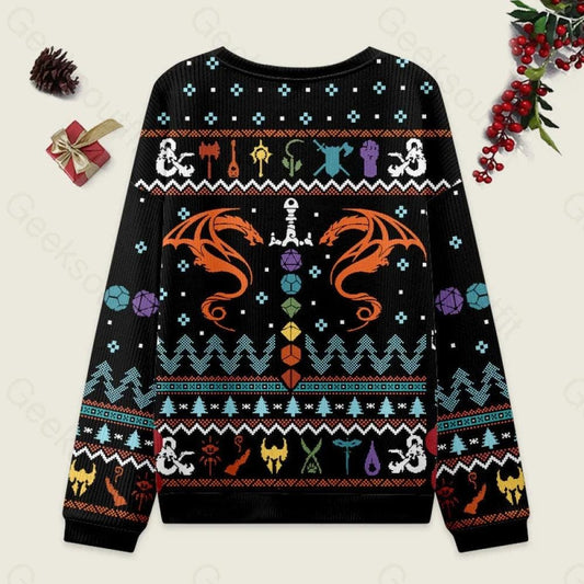 Dungeons & Dragons Seven Dice A-Rolling Ugly Christmas Sweater, Ugly Christmas Sweater, Game Sweater, Merry Christmas Sweater