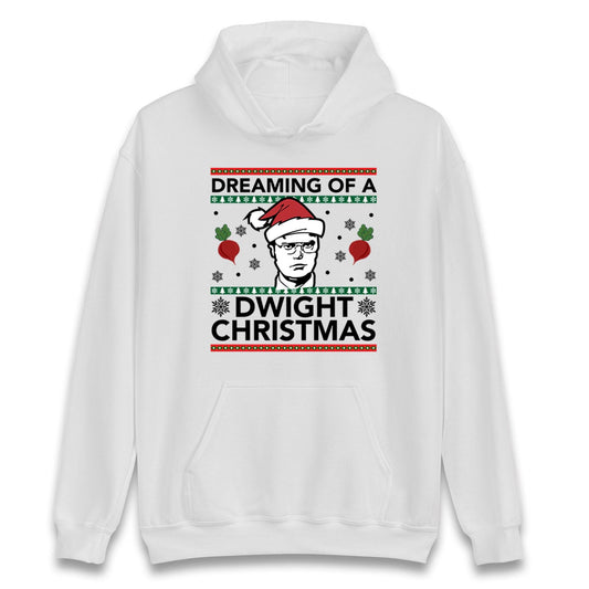 Dreaming Of A Dwight Christmas Jumper, Funny TV Show Xmas Hoodie, Office Holiday Party T Shirt, Festive Gift Sweatshirt