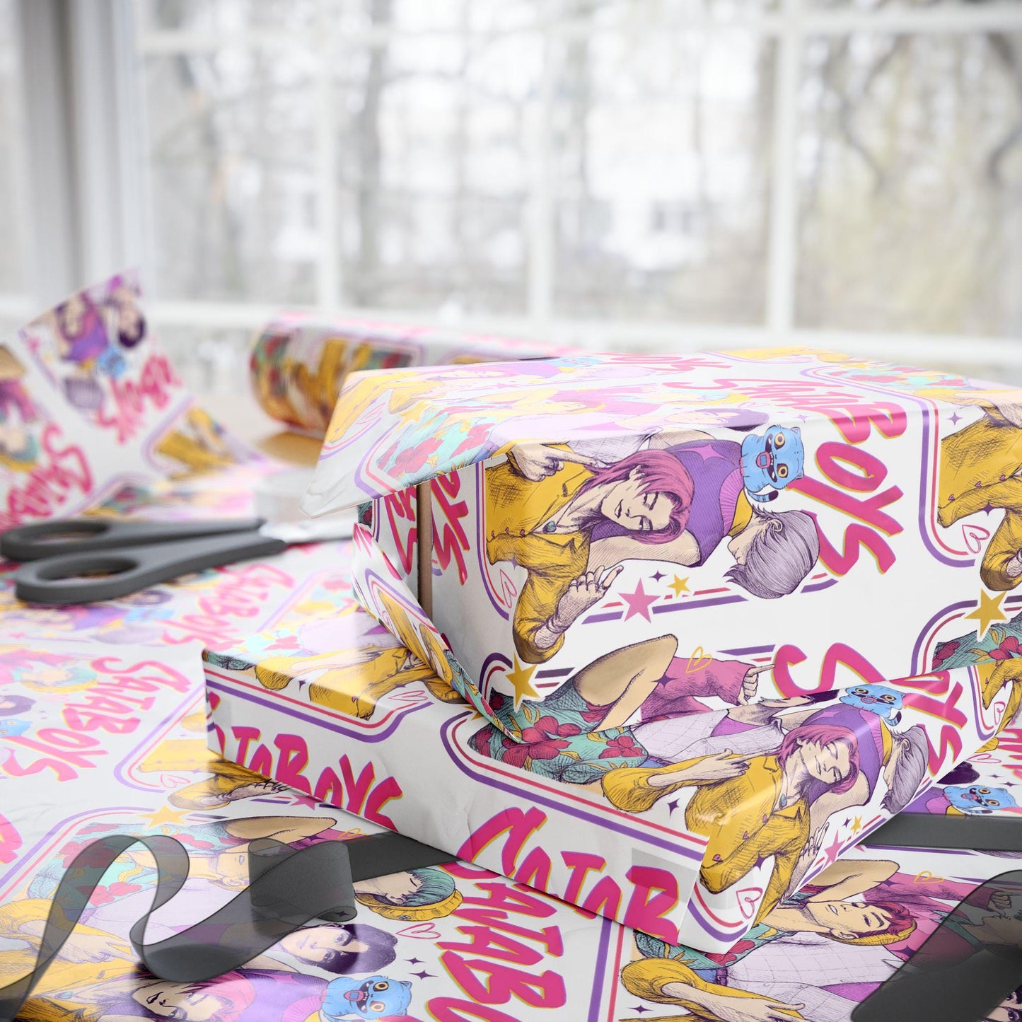 K-Pop Boy Group Wrapping Paper: Anime Style Gift Wrap