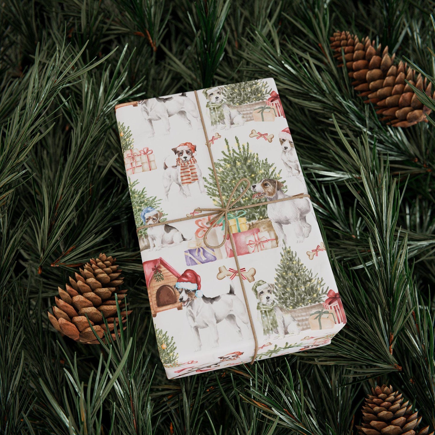 Jack Russell Terrier Christmas Gift Wrap - Holiday Dog Paper