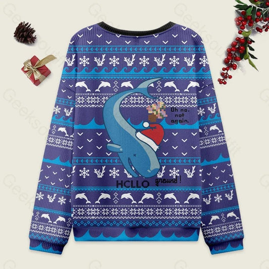 Funny Whale Christmas Ugly Sweater, Santa Riding Whale Ugly Xmas Sweatshirt, Blue Ocean Holiday Pullover, Cute Animal Christmas Gifts