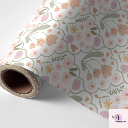 Blush Floral Wrapping Paper: Minimal Pastel Style, Plant-Based