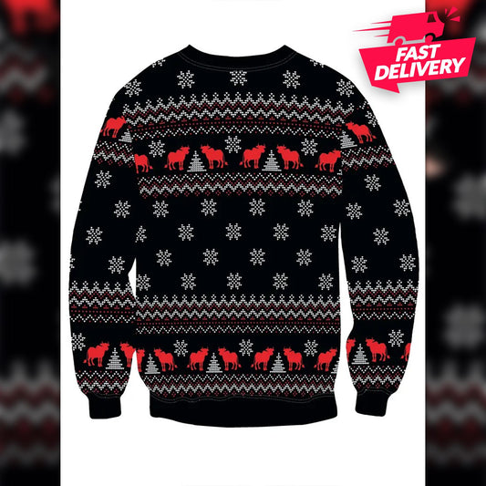 Funny Cow Christmas Sweatshirt, Jesus Birthday Christmas Ugly Shirt, Family Matching Outfit, Friends Party, Hoodie Christmas Gifts For Dad