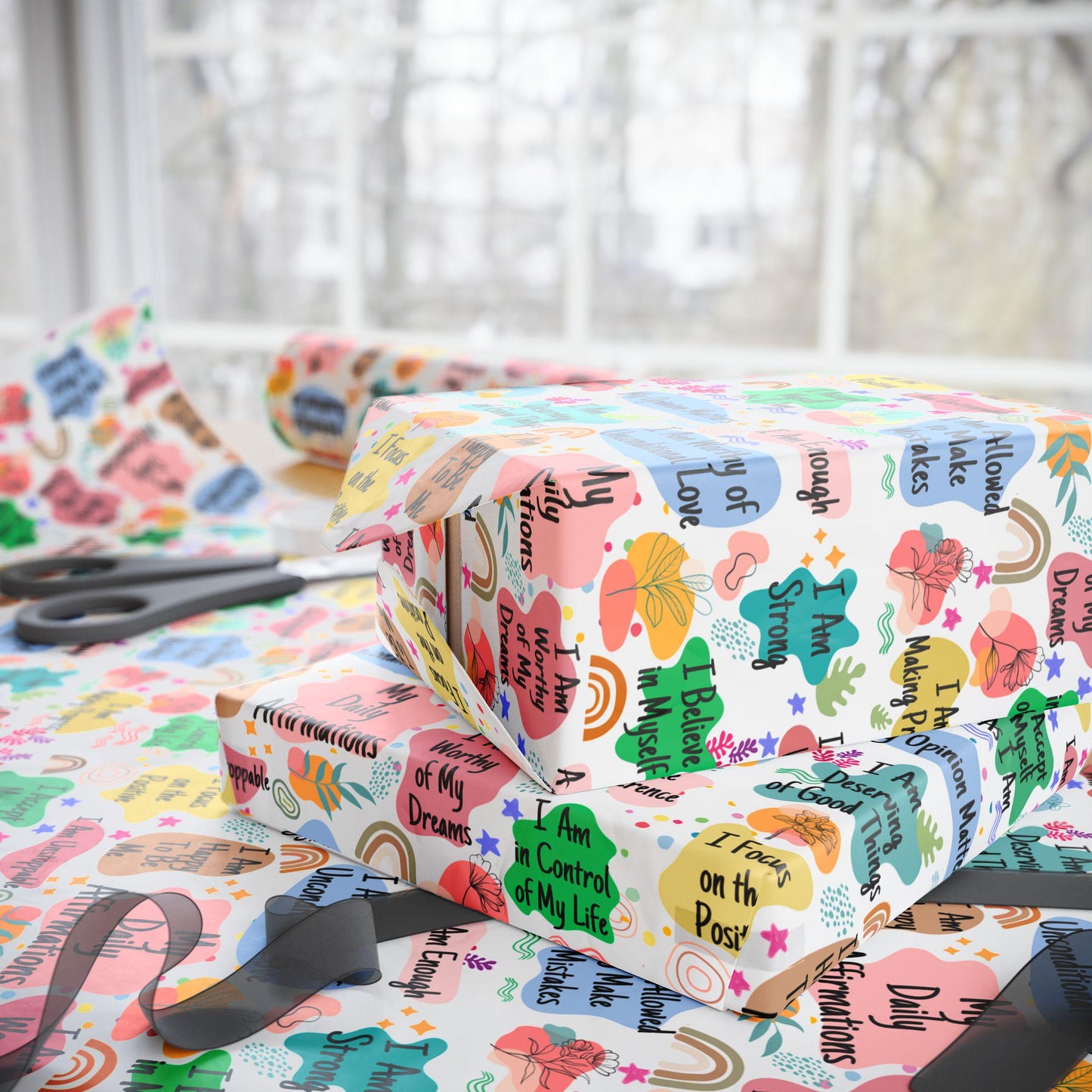 Positive Affirmation Wrapping Paper | Motivational Gift Wrap | Self Love Quote Paper | Inspirational Wrapping | Mental Health Gift Wrap