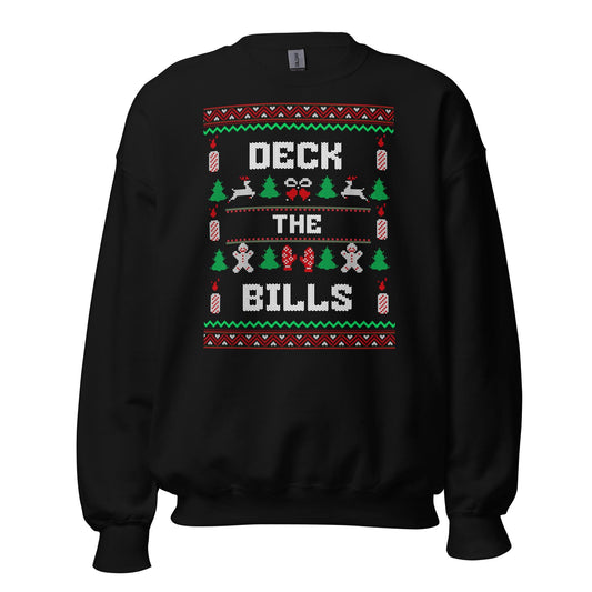 Deck the Bills Funny Christmas Jumper | Ugly Style Festive Knit | Sarcastic Holiday Jumper for Parties | Novelty Xmas Gag Gift