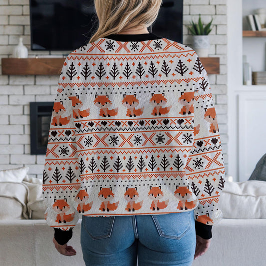 Cute Fox Ugly Christmas Sweater, Funny Animal Holiday Sweatshirt, Festive Fox Themed Winter Jumper, Cute Cozy Xmas Gift for Men Women