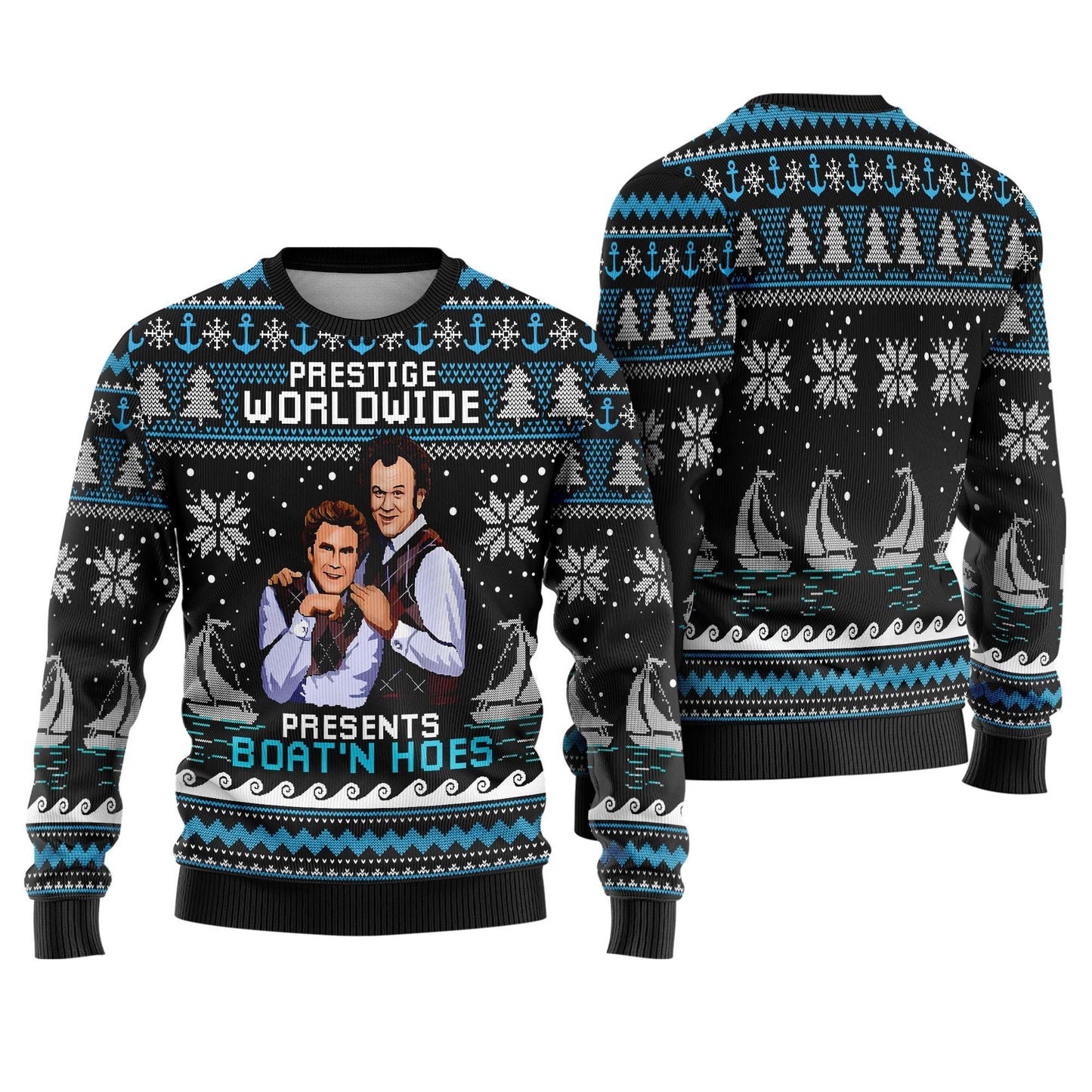 Step Brothers Presents Boats N Hoes Ugly Christmas Sweater,Brennan Huff Dale Doback Ugly Sweater,Step Brothers Christmas Party Gift Sweater