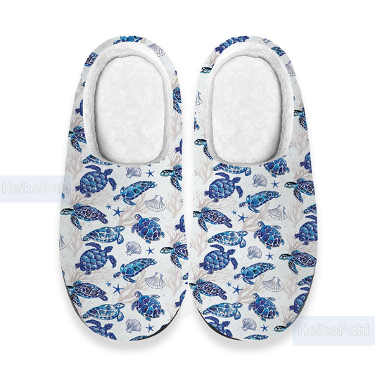 Sea Turtle 3D All Over Printed Slippers, Sea Turtle Winter Slippers, Custom Rubber Slippers, Lightweight Rubber Sole, Cotton Slipper