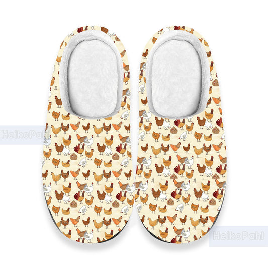 Chicken 3D All Over Printed Slippers, Custom Rubber Slippers, Chicken Winter Slippers, Lightweight Rubber Sole, Cotton Slipper, Chicken Gift