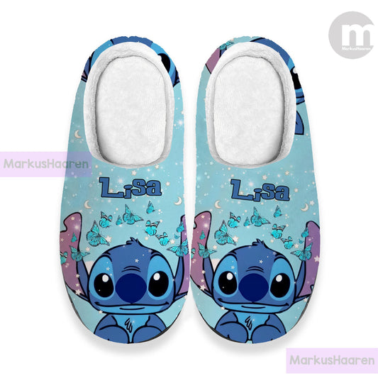 Personalized Lilo and Stitch Cartoon 3D All Over Print Slipper, Custom Rubber Slipper, Winter Slipper, Cotton Slipper, Christmas Slippers