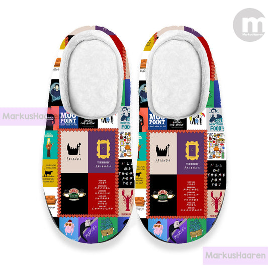 Personalized Name Friends TV Show 3D All Over Print Slipper, Custom Rubber Slipper, Winter Slipper, Cotton Slipper, Christmas Slippers
