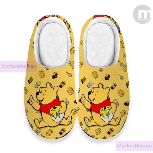 Personalized Winnie The Pooh Cartoon 3D All Over Print Slipper, Winter Slipper, Cotton Slipper, Custom Rubber Slipper, Christmas Slippers