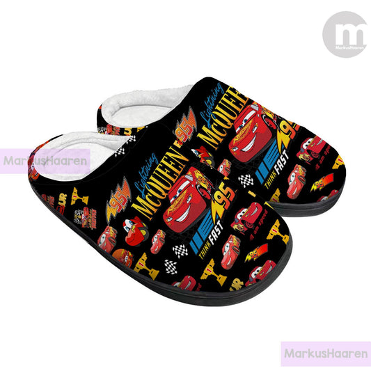 Personalized Name Lightning Mcqueen 3D All Over Print Slipper, Cotton Slipper, Custom Rubber Slipper, Christmas Slippers, Winter Slipper