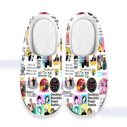 The Golden Girls 3D All Over Print Winter Indoor Slipper, Custom Rubber Slippers, Winter Slippers, Lightweight Rubber Sole, Cotton Slipper