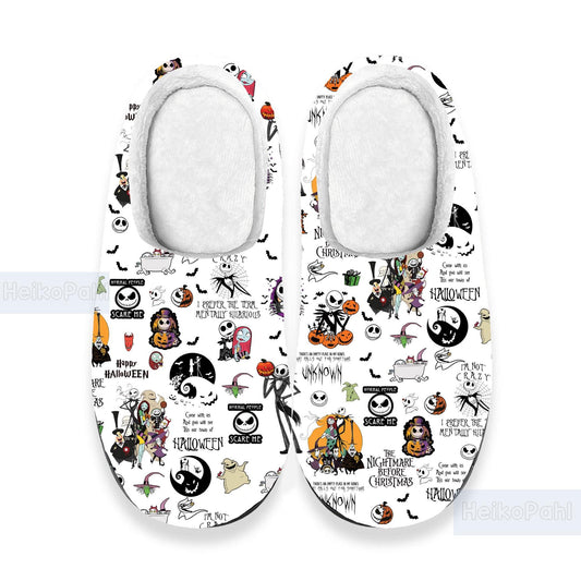 The Nightmare Before Christmas 3D All Over Print Slippers, Custom Rubber Slippers, Winter Slippers, Lightweight Rubber Sole, Cotton Slipper