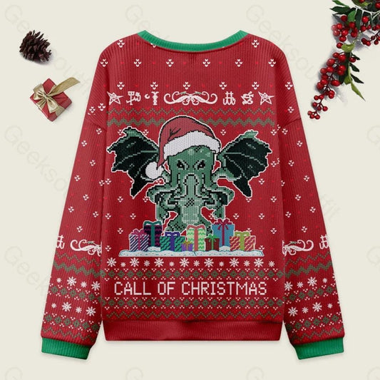 Call Of Christmas Red Merry Octomas Sweater, Octopus Santa Hat Ugly Christmas Sweater, Funny Xmas Sweater, Ocean Animal Holiday Gift