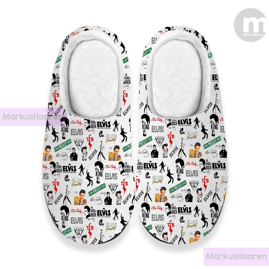 Personalized Elvis Presley 3D All Over Print Indoor Slipper, Winter Indoor Slipper, Custom Rubber Slipper, Cotton Slipper, Christmas Slipper