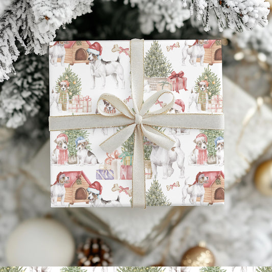 Jack Russell Terrier Christmas Gift Wrap - Holiday Dog Paper