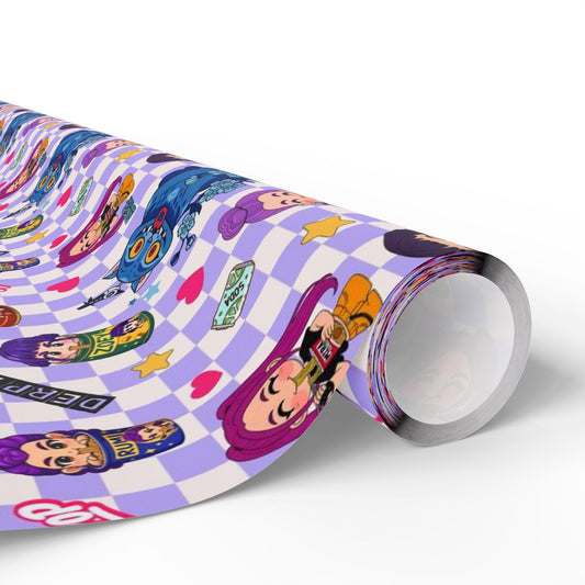 K-Pop Anime Wrapping Paper | Cute Chibi Gift Wrap for Fans | Colorful Korean Pop & Demon Hunter Anime Inspired Pattern | Birthday Gift Wrap