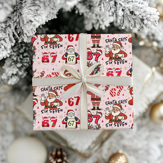 PINK Wrapping Papers, 67 Meme Funny Christmas Gift Wrap for Kids, Childrens Brain Rot, Funny Gift Idea, Holiday Wrapping Roll, Unique Gift
