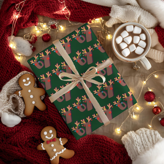 Green 67 Wrapping Papers, 67 Meme Christmas Gift Wrap, Kids Funny Wrapping Paper, Reindeer 67 Wrap, Brain Rot meme, Holiday Gift Wrap