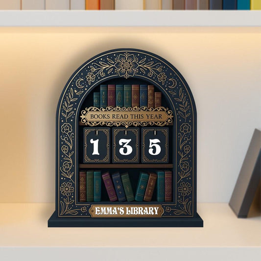 Personalized Reading Tracker, Library Decor, Book Lover Gift, Books Read This Year Counter, Reading Lover Gift, Vintage Book Tracker Sign,
