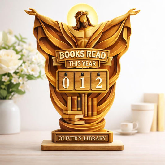 Personalized Christian Book Tracker, Catholic Library Decor, Religious Gift