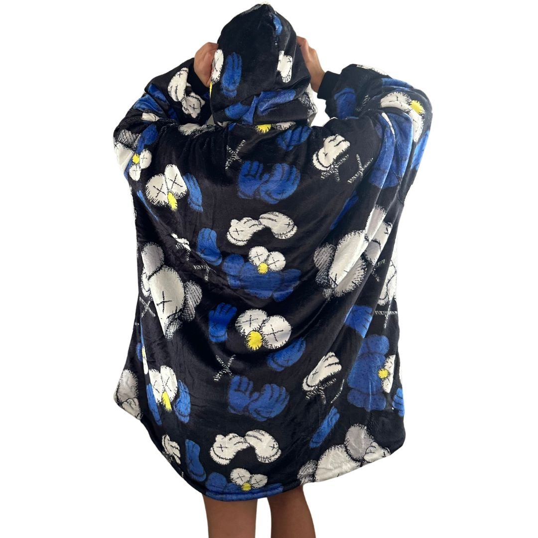 KAWS&ELMO-Inspired Oversized Blanket Hoodie – Plush Sherpa Hoodie snuggle unisex for Adults & Kids