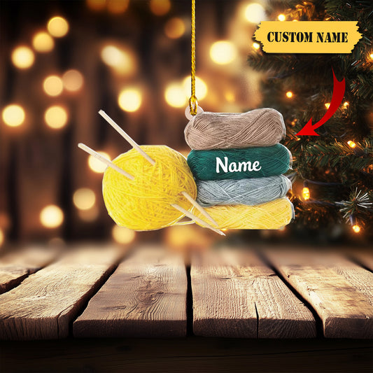 Knitting Christmas Light Ornament, Custom Car Ornament, Ornament Decoration, Ornament For Gift, Ornament Christmas