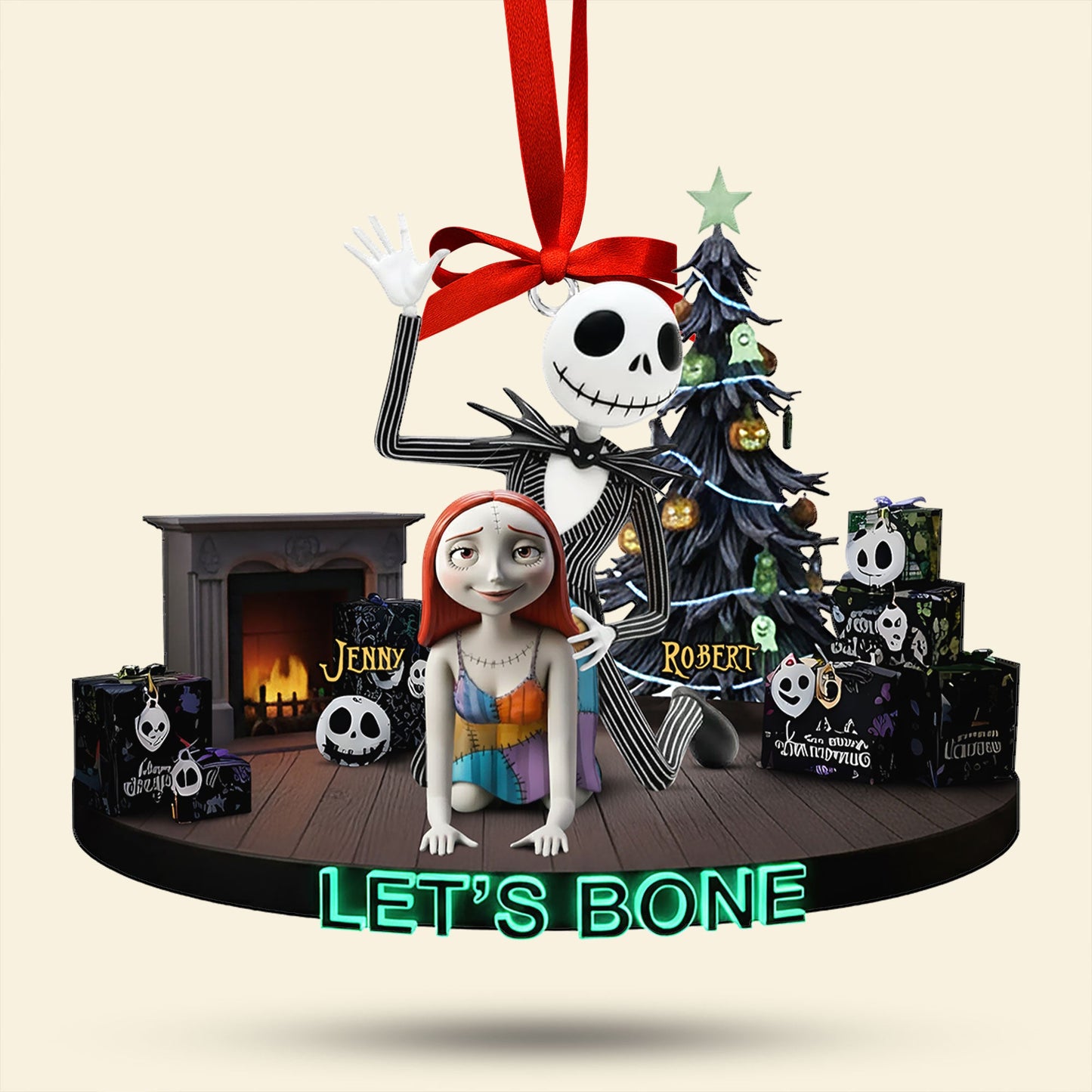 Mischievous Spooky Couple Christmas Ornament, Personalized Gifts For Couple