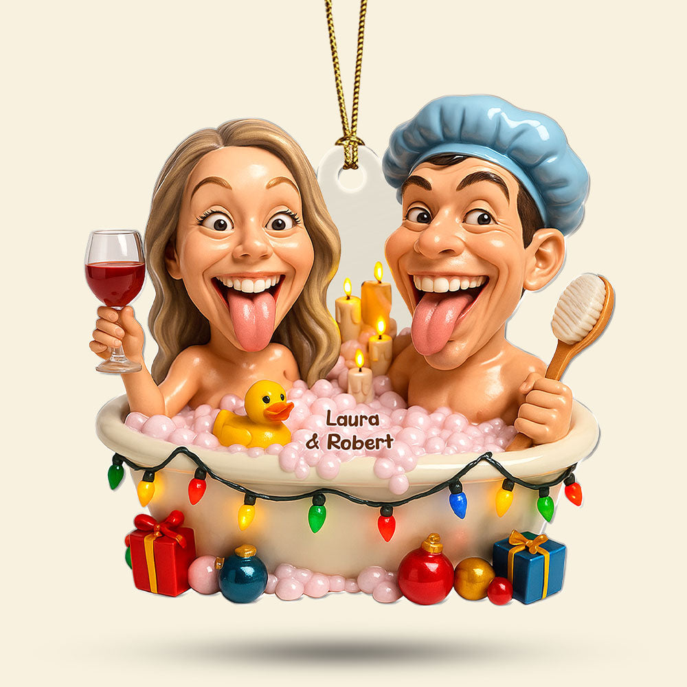 Funny Bathtub Couple Ornament - Custom Photo Gifts For Couple