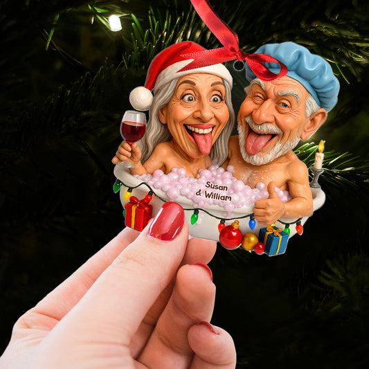 Funny Bathtub Couple Ornament - Custom Photo Gifts For Couple