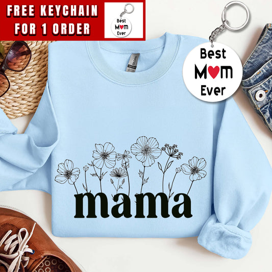 Floral Mama Coquette Bow Sweatshirt, Mama Flower Shirt, Mama Shirt