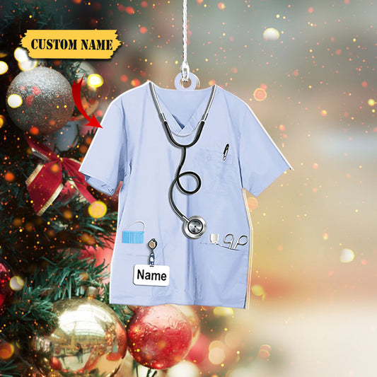 Ornaments Personalized Nurse Shirt Doctor Nurse Graduation Ornament Medical Hospital Outfit Christmas Gift, Ornament Decoration, Ornament For Gift, Ornament Christmas
