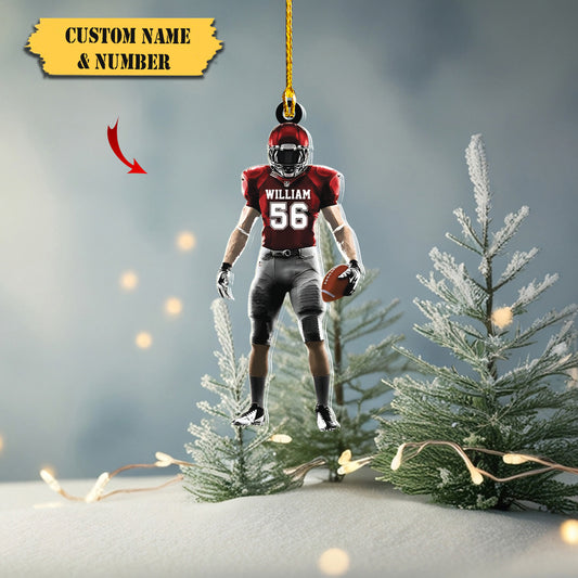 Personalized American Football Acrylic Ornament Christmas Ornament For Football Player, Ornament Decoration, Ornament For Gift, Ornament Christmas