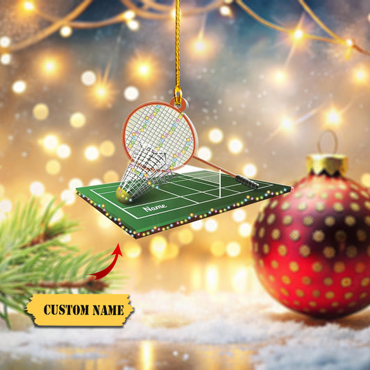 Personalized Badminton Court Christmas Light Ornament, Badminton Car Ornament - Copy, Ornament Decoration, Ornament For Gift, Ornament Christmas
