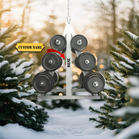 Personalized Barbell Ornament, Gym Christmas Ornament, Fitness Workout Ornament, Ornament Decoration, Ornament For Gift, Ornament Christmas