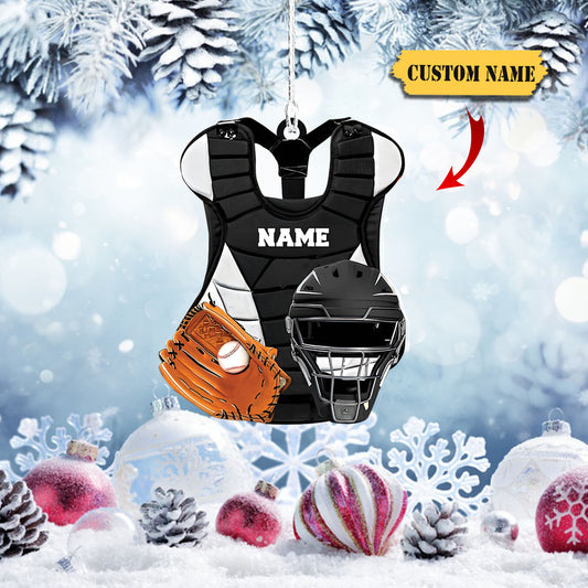 Personalized Baseball Set Helmet Glove Ornaments, Custom Name Ornament, Baseball Catcher Gear Ornament_Style 4_Pack 10 12, Ornament Decoration, Ornament For Gift, Ornament Christmas