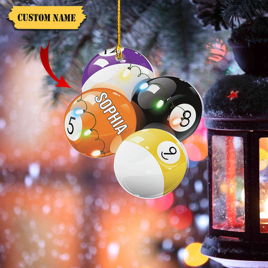 Personalized Billiards Pool Christmas Acrylic Ornaments,2, Ornament Decoration, Ornament For Gift, Ornament Christmas